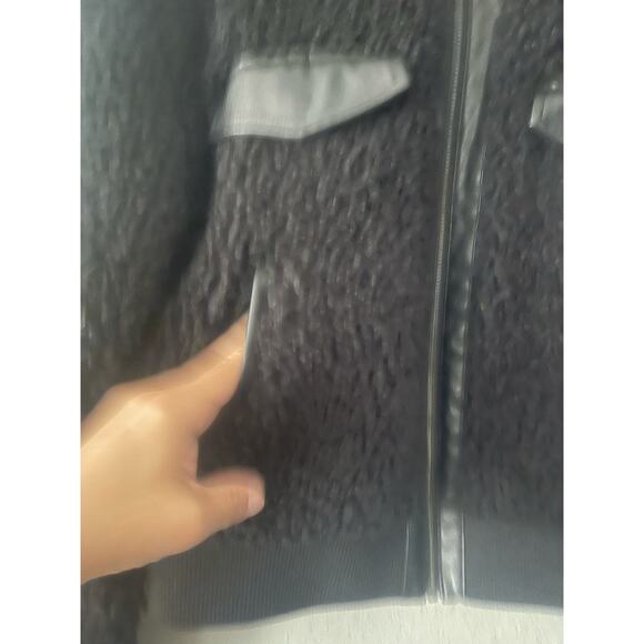 Express x Negin Mirsalehi Plush Sherpa Jacket in Black - Picture 6 of 8